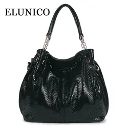 Elunico 2018 Новый женский искусственная кожа Змеиный узор сумка дамская мода змея посланник сумки на плечо для Для женщин сумки