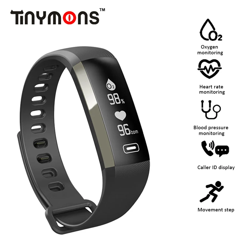 

Tinymons R92 Smart WristBand Fitness Bracelet Watch Heart Rate Monitor Blood Pressure Oxygen Intelligent Weather 50 Words