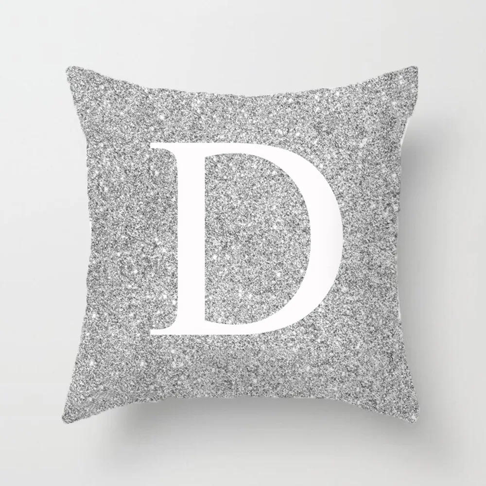 A M 26 Letters Pillow Case Crown 45 45cm Cotton Linen Throw Pillow