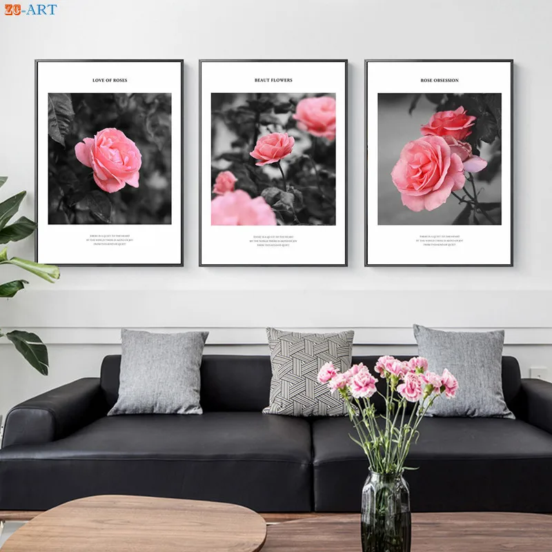 Розовые розы настенный художественный плакат с изображением сада ботанические