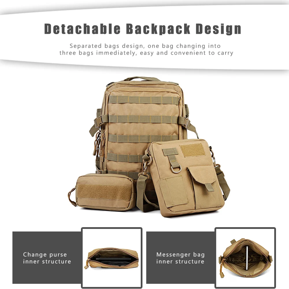 30L Military Tactical Backpack Assault Pack Bug Out Molle Bag Military Rucksack Camping Trekking Hiking Combinations Backpack