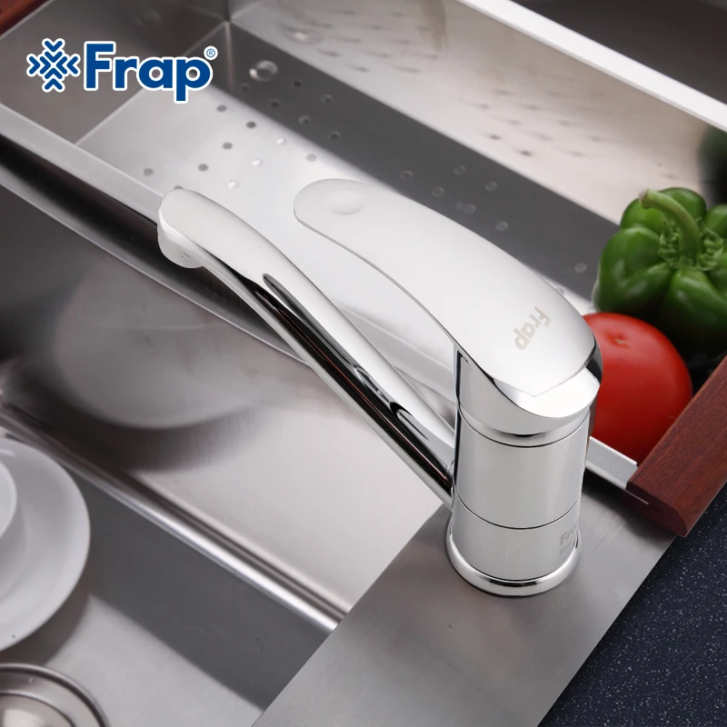 Современный хромированный кухонный смеситель FRAP с серебряной отделкой одной