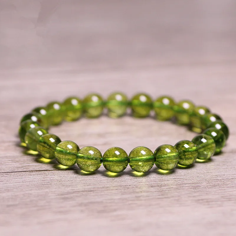 

Natural Stones Green Peridot Bracelet Olivine Crystal Quartz Round Bead Men Women Bracelet Healing Energy Gift Lucky Jewelry