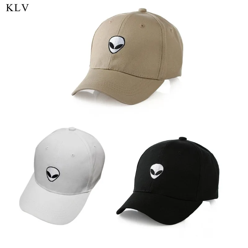 KLV Новая черная бейсболка с вышивкой пришельцев хлопковая Регулируемая уличная