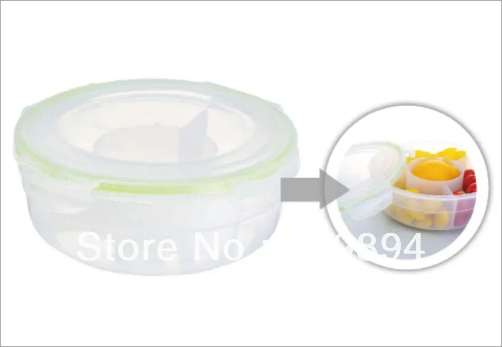 4 dividers airtight food container, round shapein Storage Bottles