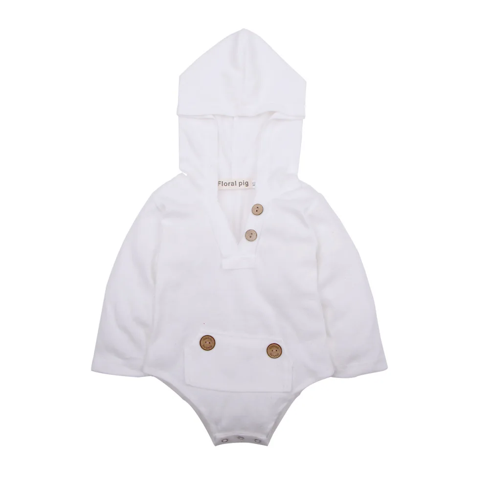 2017 Newborn Casual Bodysuit With Long Sleeves Baby White Onesie Long