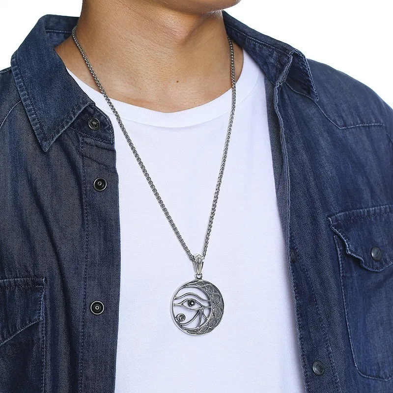 

Eye of Horus Eye of Ra Pendant for Men Stainless Steel Third Eye Ancient Egyptian Symbol Magic Spiritual Protection Necklace