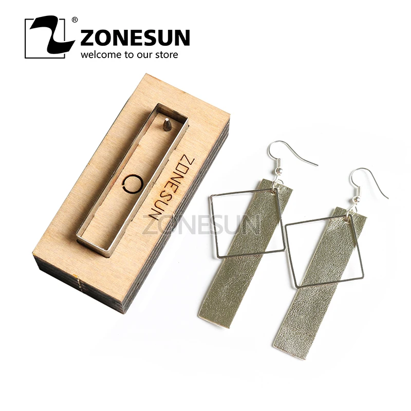 ZONESUN кожаные серьги для резки прямоугольной формы бумаги художественный