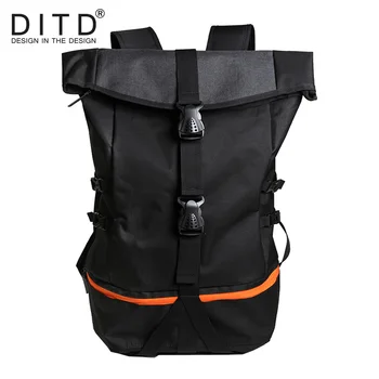 

DITD Men's Backpack Nylon Black bag Large Capacity NEW Foldable Travel Multi-Function Hiking Mountaineering Student Bag