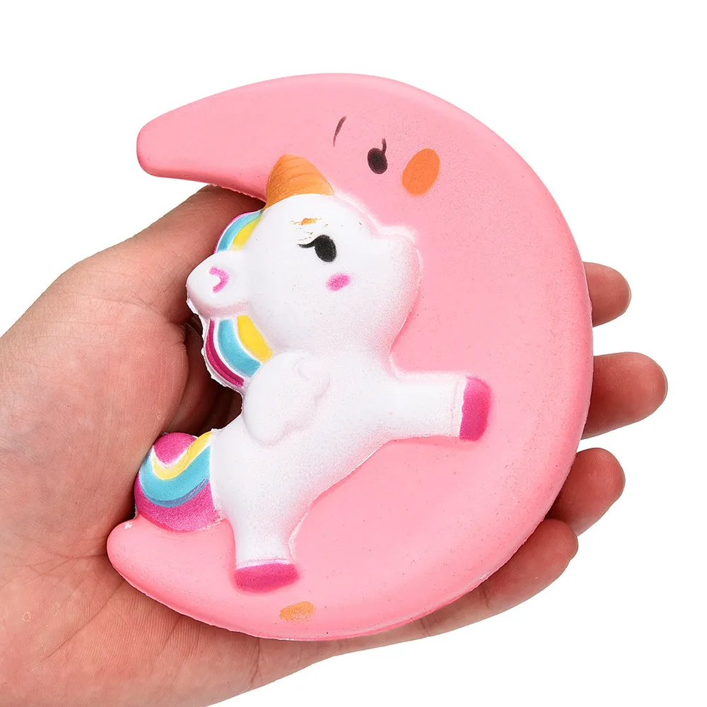10 см Kawaii Moon Face единорог лошадь радуга мягкое медленно поднимающееся с ремешком