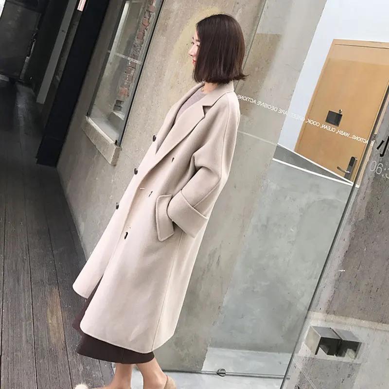 Новинка, Женское шерстяное пальто, высокое качество, зимняя куртка, женское тонкое шерстяное длинное кашемировое шерстяное пальто, кардиган, элегантная смесь Z6135