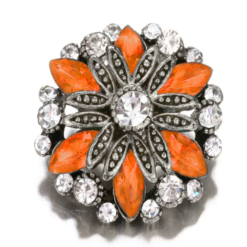 Оранжевый с кристаллами защелка в форме цветка ювелирные изделия 18 мм застёжка, бусинка женские браслеты с застежкой браслеты свадебные