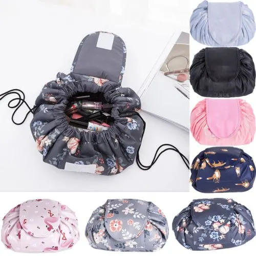 

Fashion Women Travel Pouch Cosmetic Toiletry Bag Makeup Storage Lazy Drawstring Bag Waterproof Hot Blue Pink Gray Red