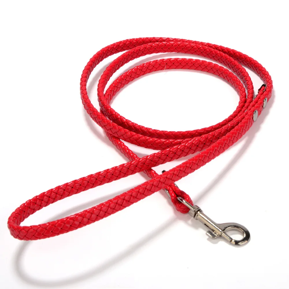 Hot Sale Breakaway Solid Woven Leather Pet Cat Puppy Perro Leash In Dog