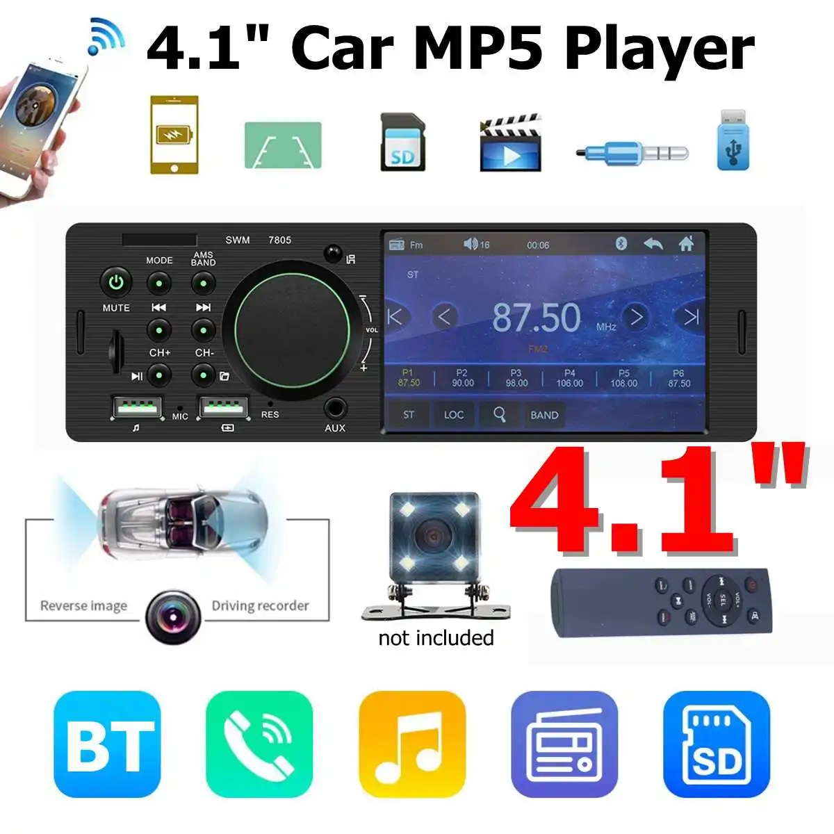 

Car Radio 2 din 4.1" HD Autoradio Multimedia Player 2DIN Touch Screen audio Car Stereo MP5 bluetooth USB TF FM Camera