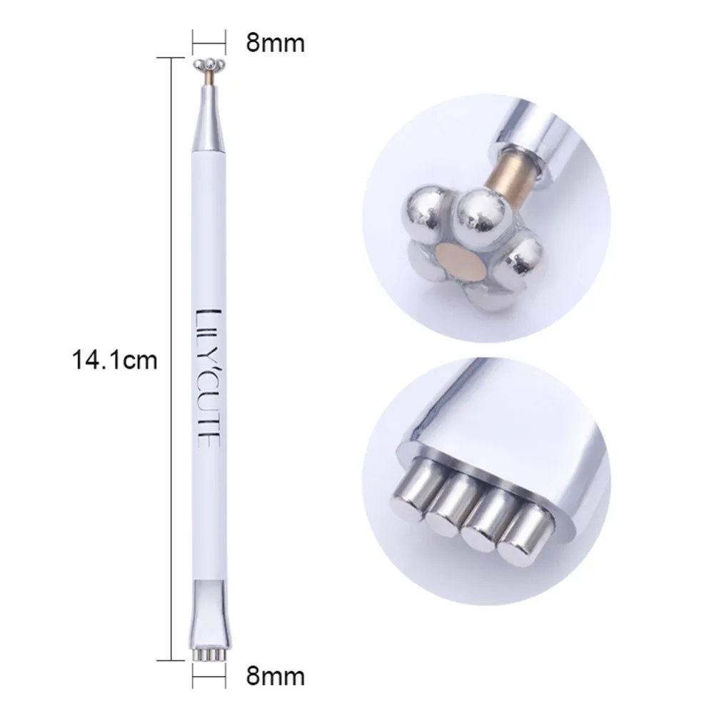 LILYCUTE 1 قطعة مسمار الفن المغناطيس عصا مزدوجة برئاسة المغناطيس ل القط العين 3D زهرة الشبكة تأثير قوي قلم مغناطيسي مسمار أدوات