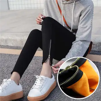 

Autumn Winter Leggings Women 200 Pounds Plus Size Black Pencil Pants Leggins Mujer Plus Velvet Elastic Waist Warm Leggings C5048