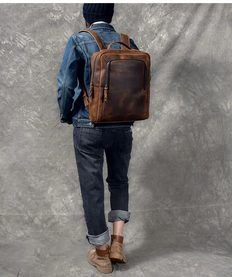 Model Show of Woosir Laptop Backpack Leather for Work