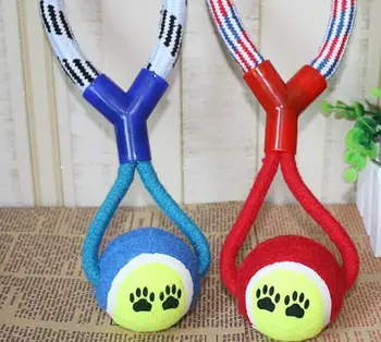 

Free shipping pet dog playing toy chew toy Y shape cotton rope red blue 30CM/130g 5pcs/lot
