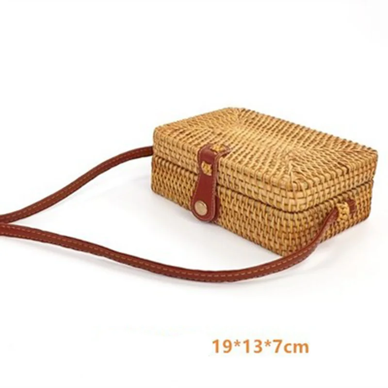 SMOOZA тканая ротанговая сумка, круглая соломенная сумка на плечо, маленькие пляжные сумки, женские летние полые ручные сумки через плечо - Цвет: 21
