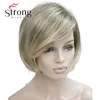 Strong beauty-perruque synthétique courte lisse, frange balayée sur le côté, Blonde Ombre, postiche complète pour femmes, couleur au choix ► Photo 2/5