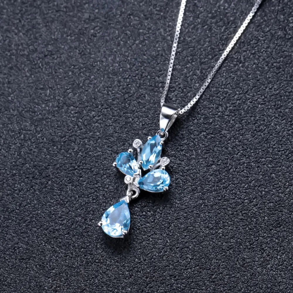 Женское ожерелье с подвеской GEM'S BALLET 3.34Ct натуральный Швейцарский Голубой Топаз