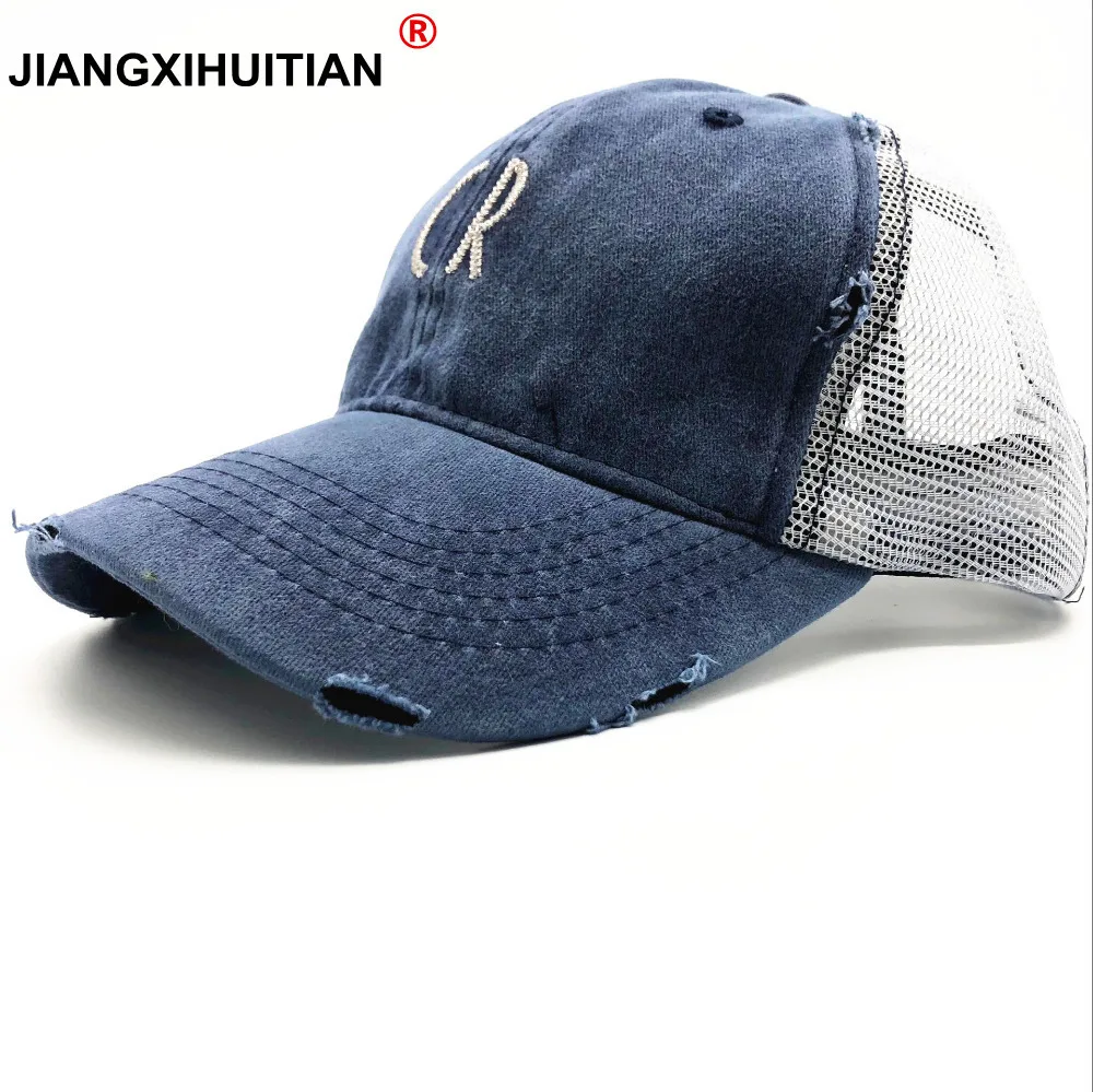 Men Contrast Mesh Letter Embroidery Baseball Cap