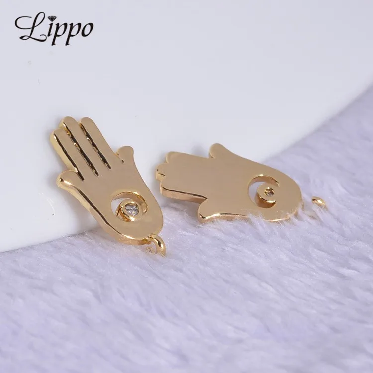20pcs wholesale Jewelry Making Charms 24k gold Smooth Hamsa Hand Charm