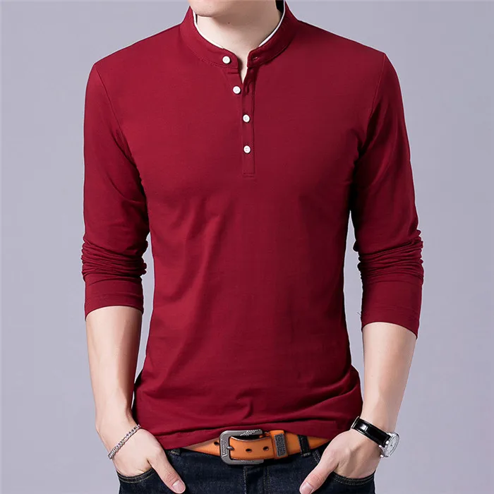 Бренд ARCSINX, Мужская рубашка поло, приталенная Мужская рубашка поло большого размера, поло, брендовая мужская Черная футболка, хлопковые поло с длинными рукавами, мужские 3XL - Цвет: Красный