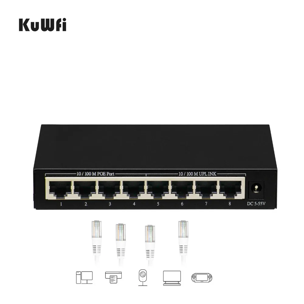 

10/100 Mbps POE Switch Ethernet with 4 PoE Ports and 4 Uplink Ethernet IEEE 802.3af Support MDI/MDIX 15.4Watts Per Port