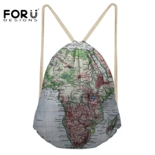 Forudesigns drawstring сумка маленький для ребенка Обувь для мальчиков Обувь для девочек Фитнес и Бег открытый Географические карты печать, Спорт Зал Sack пляжная сумка