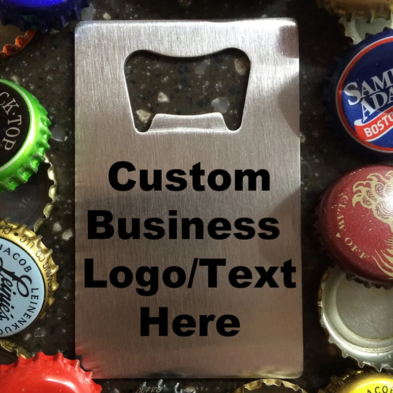 Custom Business Logo Stainless Steel Credit Card Bottle Opener Trade Show Giveaway Promotional Gift