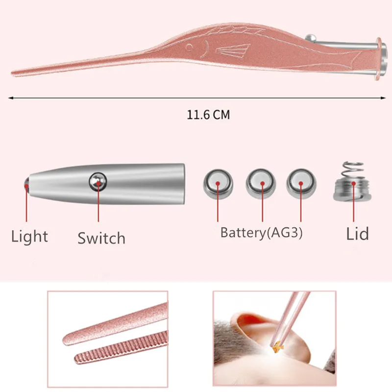 1 шт. уши не болят ушные вкладыши светящиеся ушные затычки для удаления воска Пинцет Осветляющий ушной зажим Триммер инструмент для ухода за ушами профессиональный