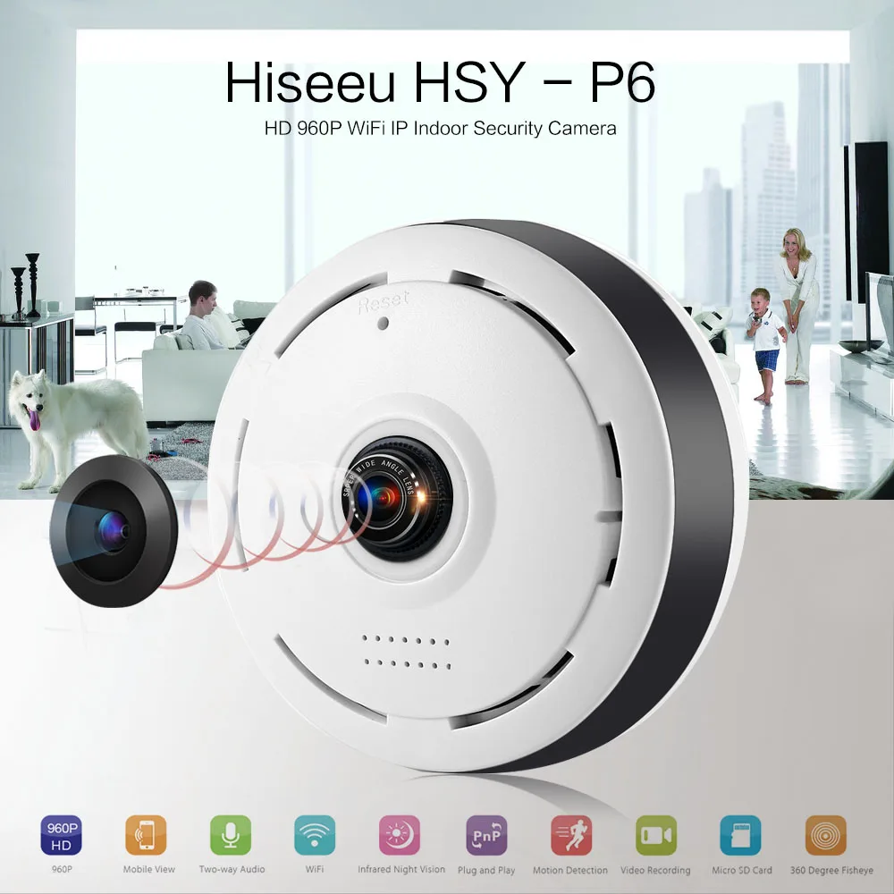 

HD FishEye IP Camera WIFI 960P 360 Degree Mini WiFi Camera 1.3MP Network Home Security Camera Panoramic IR Surveillance Camera