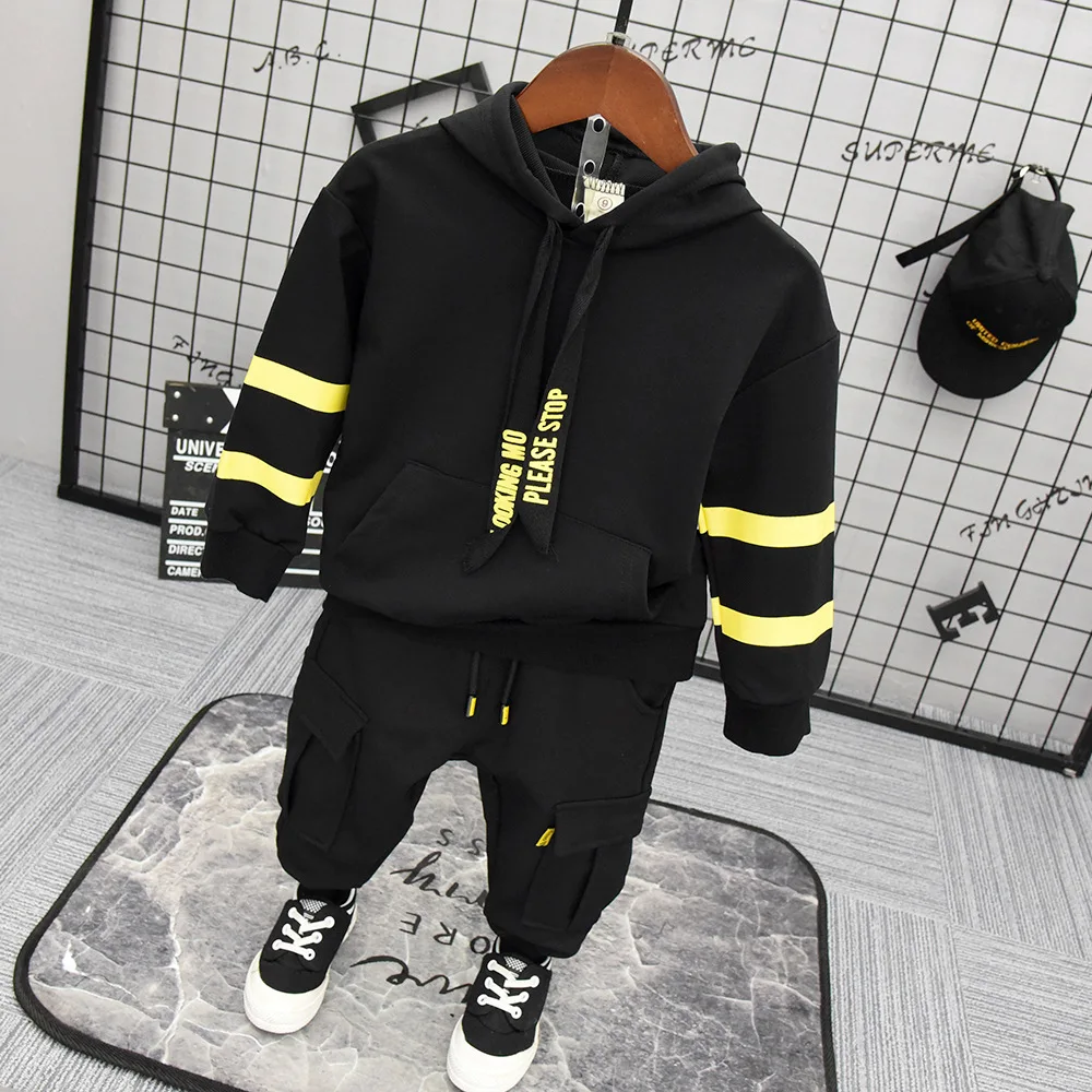 

New Children Boys Fashion Clothing Sets Autumn Winter 2Piece Suit Hooded Coat Clothes Baby Cotton Brand Tracksuits 2-6years
