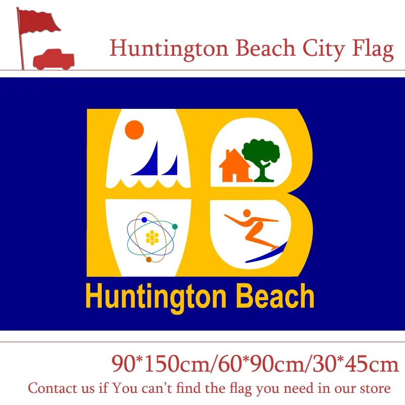 

Free shipping 3x5 Feet Huntington Beach City Flag Of California State 60*90cm 90*150cm 30*45cm Car Flag