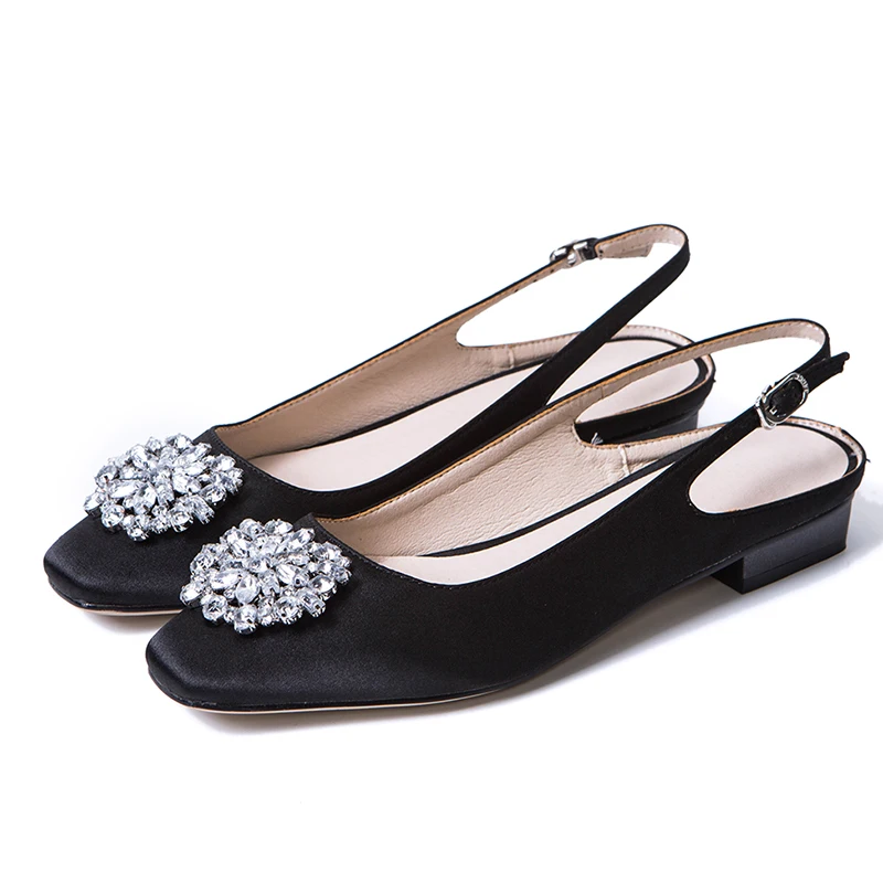 WETKISS/женские туфли-лодочки известного бренда; Сатиновые летние туфли с пряжкой и ремешком сзади; женская обувь на квадратном каблуке, украшенная кристаллами; Шелковая Летняя обувь с квадратным носком