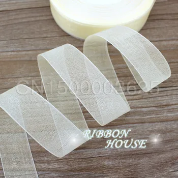 

(50 yards/roll) 1''(25mm) creamy-white organza ribbons gift wrapping decoration ribbons