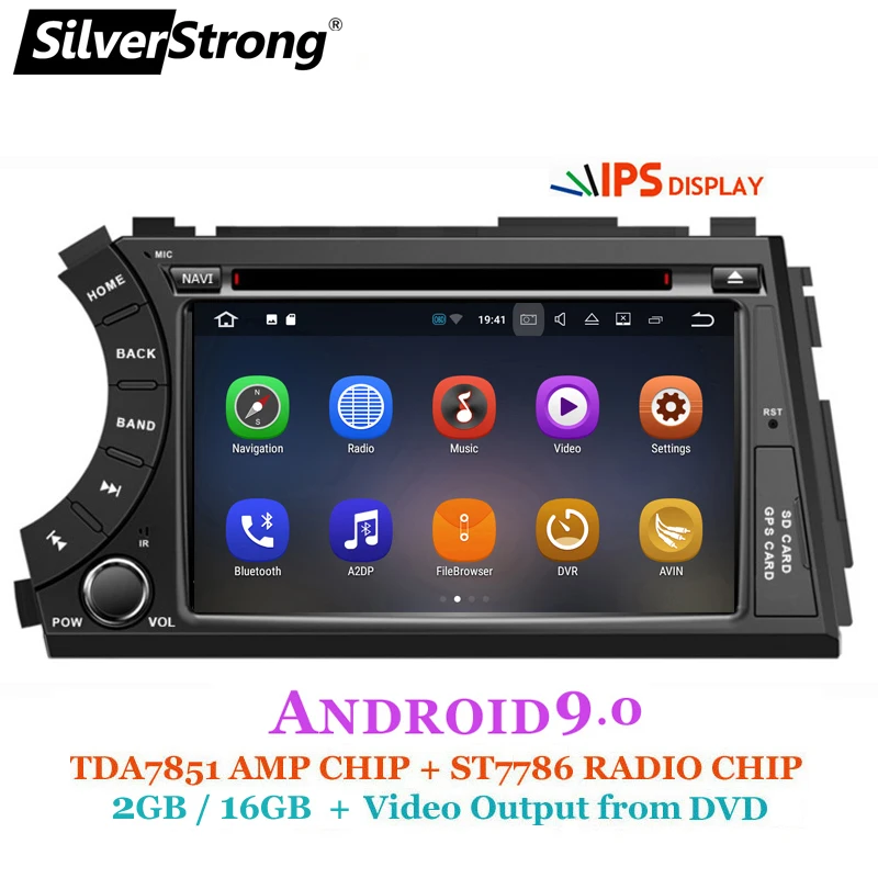  IPS Android9.0 2DIN Car DVD for Ssangyong Actyon Kyron SilverStrong DVD Video output to headrest ca