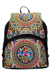 Национальный стиль цветочный холст рюкзак для путешествий