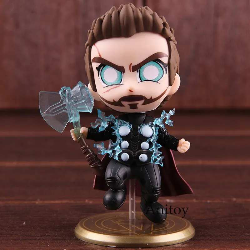 Hot Toys Marvel Avengers Infinity War Thor Cosbaby Figure Action PVC Bobble Head Car Decoration