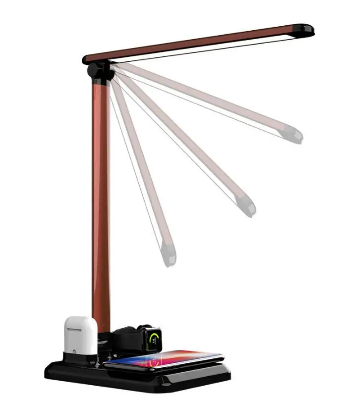 Светодиодный Настольный светильник, настольная лампа, складной, 2 цвета, температура, книжный свет, беспроводное настольное зарядное устройство, USB выход, нижняя пена
