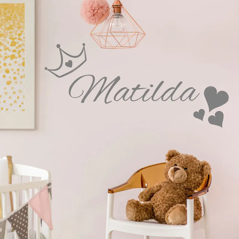 

Personalised Princess Crown Name Wall Sticker For Kids Room Custom Girls Name Vinyl Decals Cute Home Decor Nursery Bedroom 3N06
