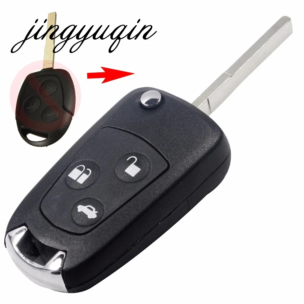 

jingyuqin 10pcs/lot Modified Flip Folding Remote Key Fob Shell For Ford Focus Mondeo Fiesta