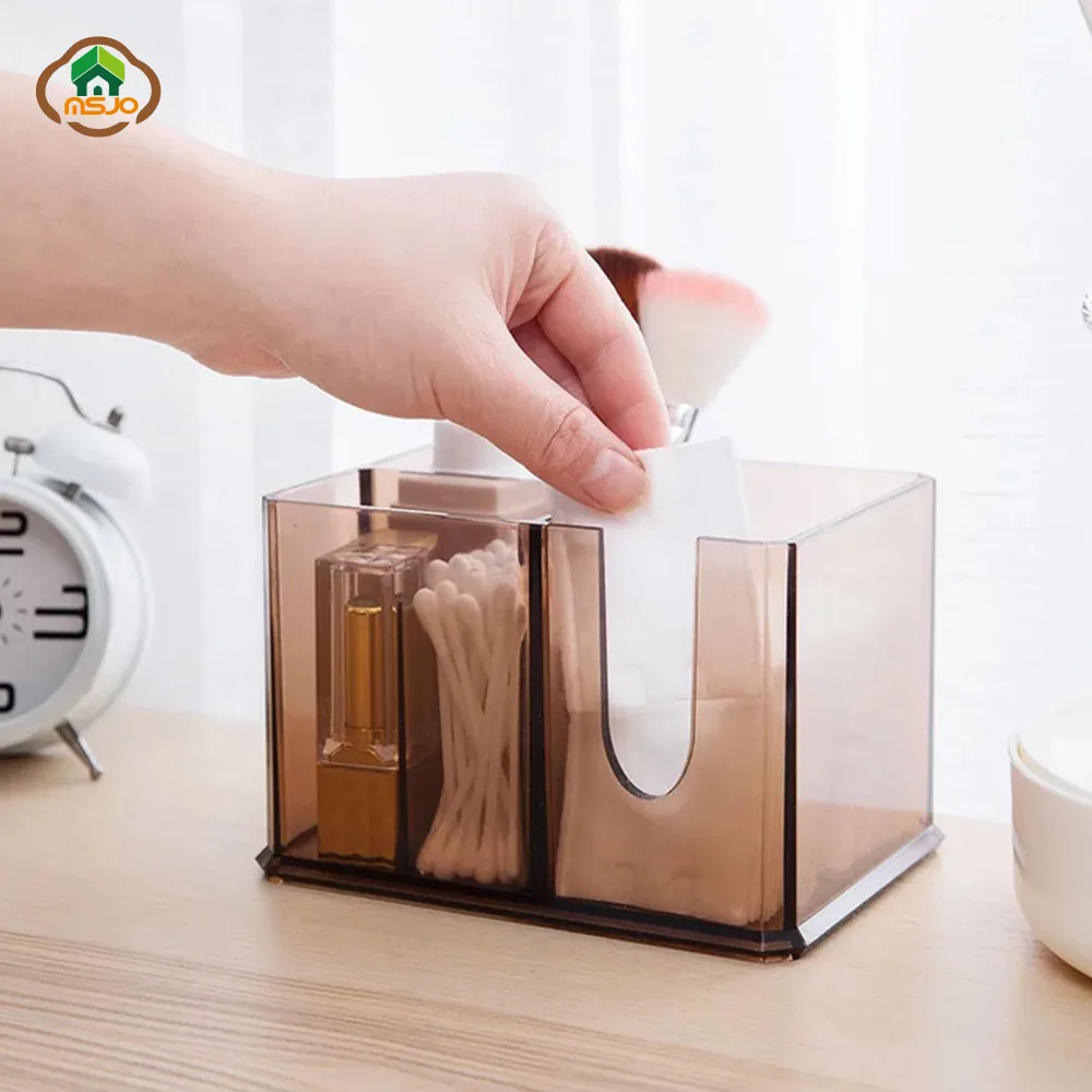 MSJO ماكياج منظم تخزين صناديق صناديق ل مكتب المكياج فرشاة Cosmetices أداة الغبار غطاء مقبض صندوق بلاستيكي منظمة