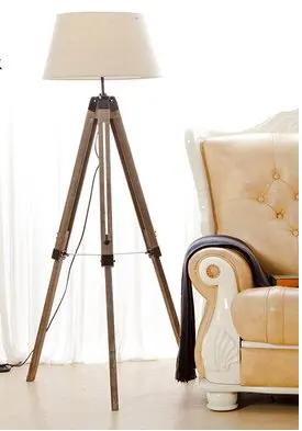 TEAK WOODEN FLOOR LAMP VINTAGE HOME DECOR NAUTICAL STYLISH RETRO TRIPOD
