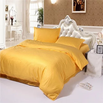 Цельный хлопок черный белый оранжевый цвет пододеяльник в полоску отель однотонное одеяло чехол Твин Полный Королева Король#363 - Цвет: Golden Yellow