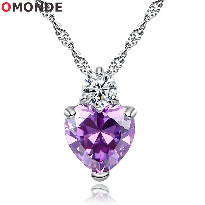 

Love Heart Pendant Necklace Women Red Purple CZ Crystal Zircon Stone Trendy Choker Jewelry for Female Delicate Valentine Gift