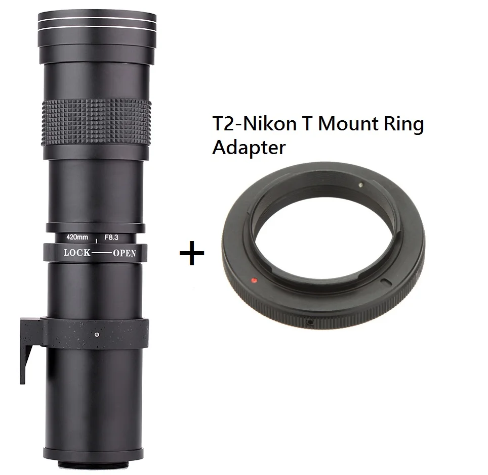  Lightdow 420-800mm F/8.3-16 Super Telephoto Manual Zoom Lens + T2-Nikon T Mount Ring Adapter for Nikon D5100 D7000 D800 D90 D600 