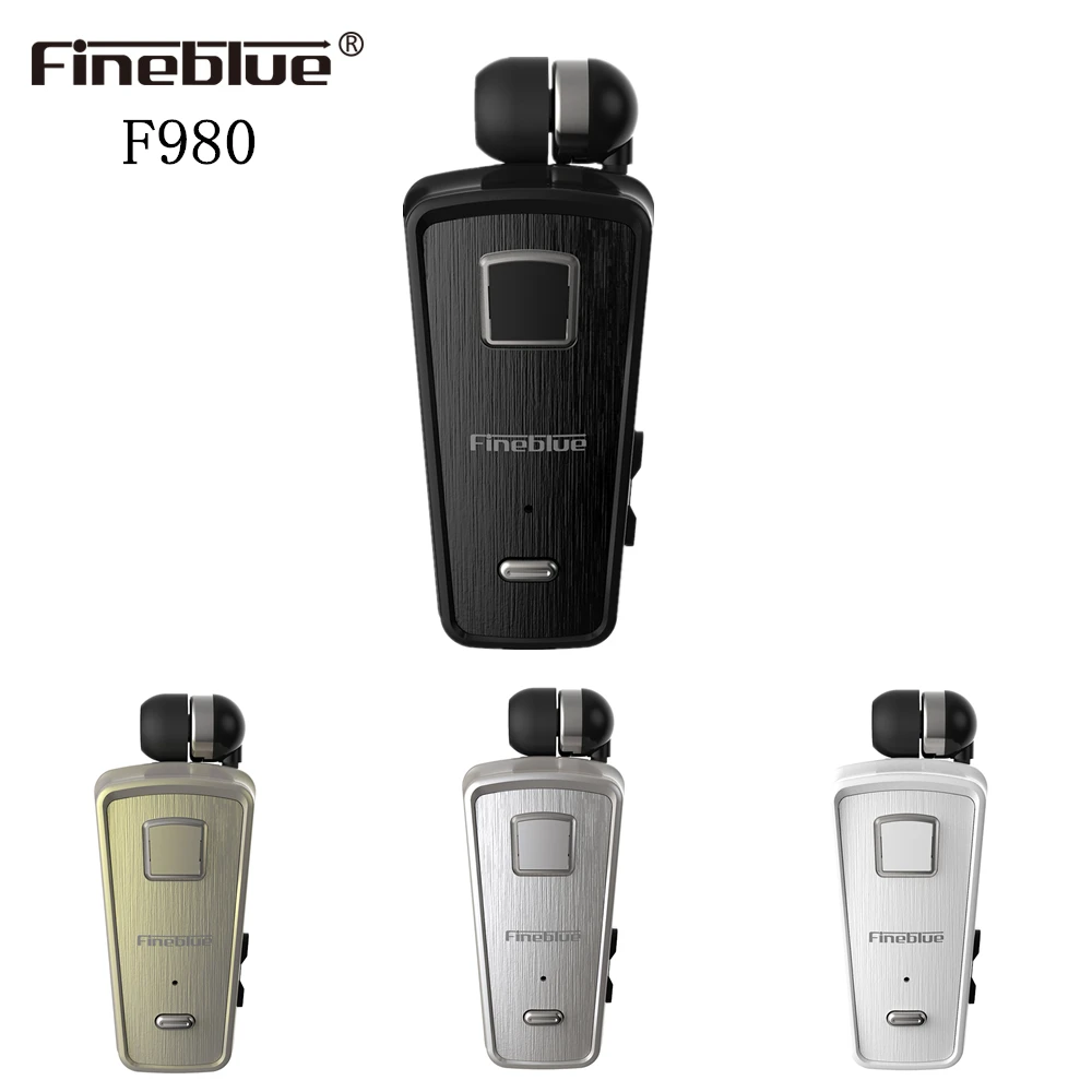 

Fineblue F980 Bluetooth Earphone Business Collar Clip-on Shrinkable Earbud Mini Wireless Calls Remind Vibration Stereo Headset